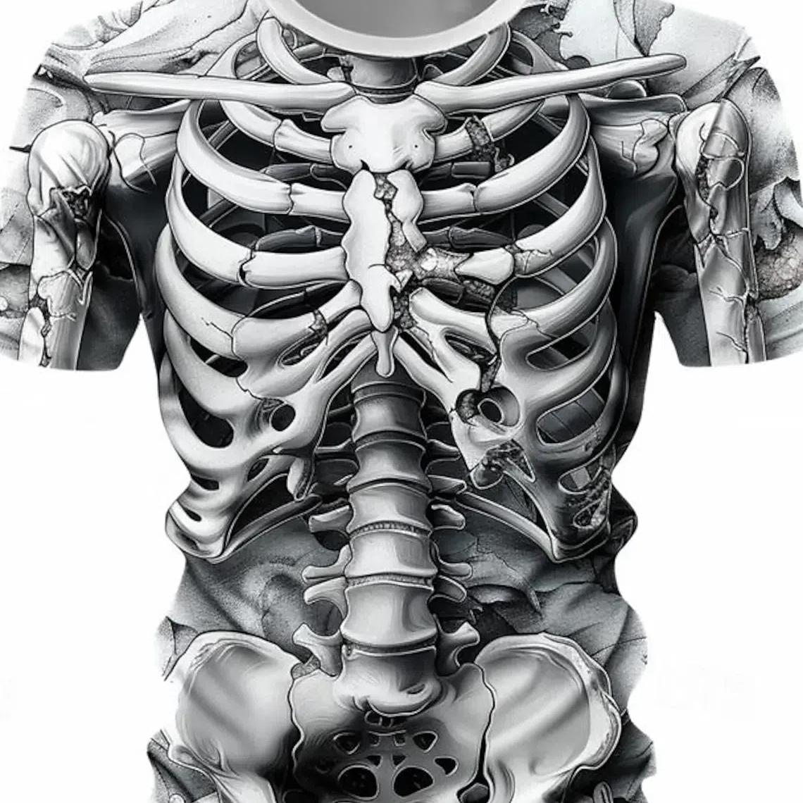 ETST 07 3D Print Cool Skulls Skeleton Grafisch Casual Tees Street Style Heren T-shirt Korte Mouw O-hals Shirts Zomer Klassieke Kleding 2XL