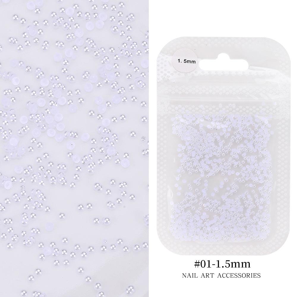

Bag Manicure Pearl Flat Bottom Pure White Abs Semi-Round Half-Sided Pearl Loose Bead Diy Manicure Highlight Half-Sided Imitation Pearl