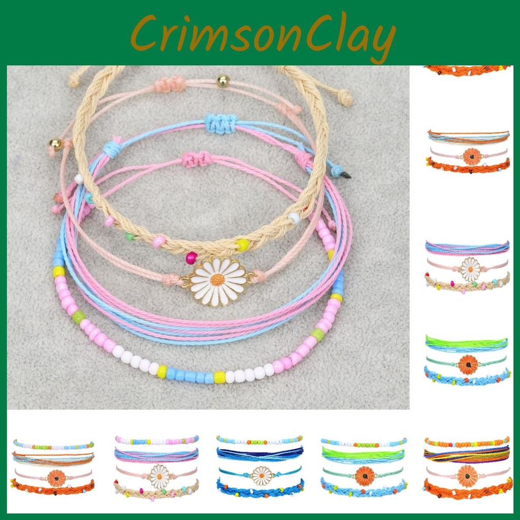 Daisy Friendship Bracelet Hand Made Anklet Flower Pendant Girls Gifts Kids Decor