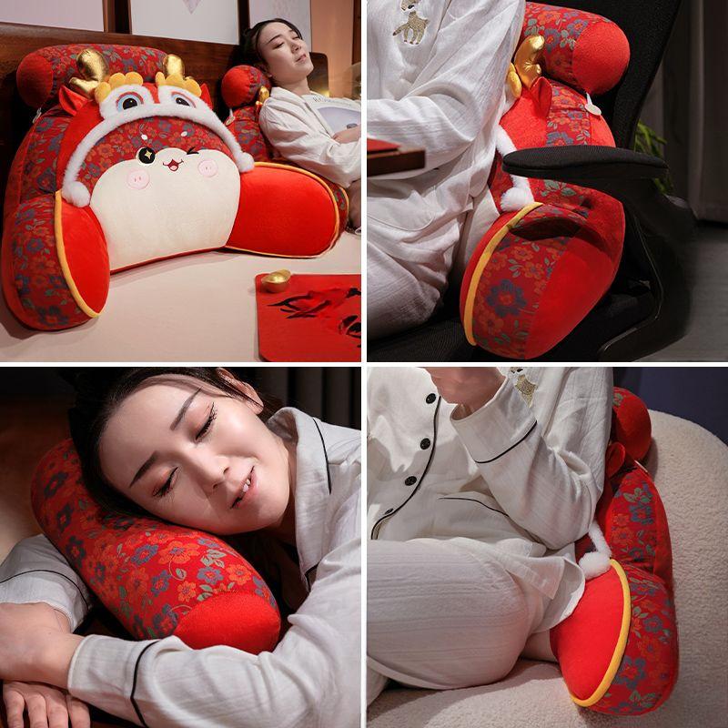 Red Bedhead Cushion Waist Cushion Soft Bag with Large Backrest for Bed Waist Protection Seasonal Availability of Pillows Office Rest Backrest Pad