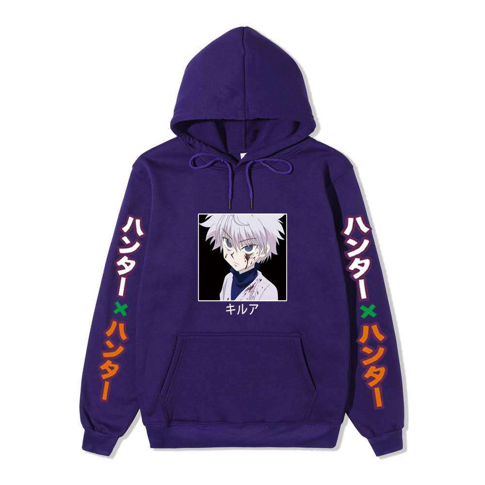 Hunter X Hunter Injured Killua Portrait Hoodie Color Japanese Sleeve Print Anime Hooded Pullover Sweatshirt