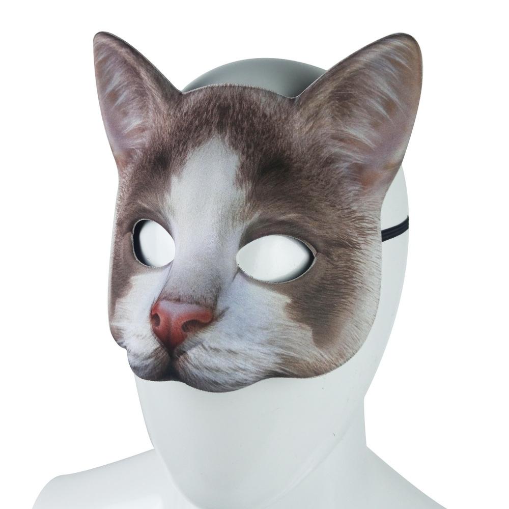 3D Masquerade Party Animal Cat Halloween Carnival Half-face Mask Beauty Cat Silver Layer Face Masks Masquerade Party Decor