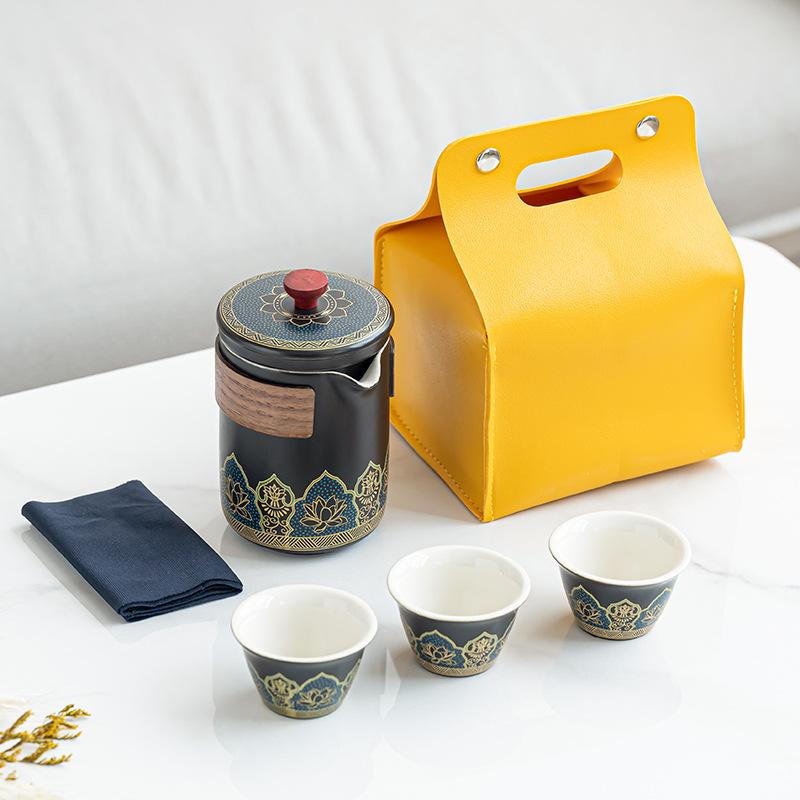 Portable Travel Tea Set Wholesale Outdoor Kung Fu Tea Set Quick Guest Cup Festival Chinese Business Gift Logo