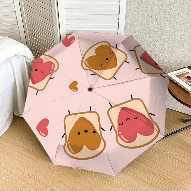 

1pc Peanut Butter Sandwiches Automatic Folding Umbrella, 8-Rib Durable Frame, Durable Foldable Design - Elegant Gift for Commute yy251210073