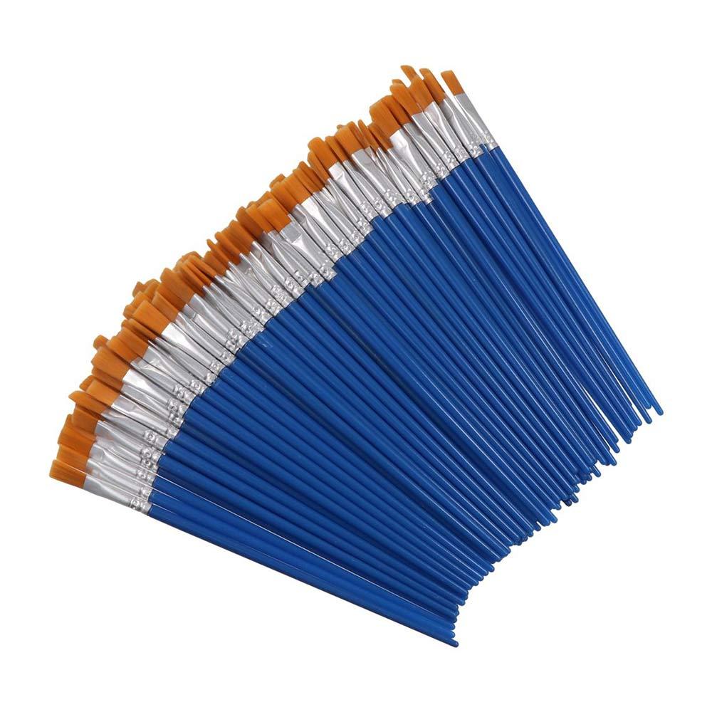 100 Pcs Pointed Paint Brushes Set Flat Painting Supplies 100 Pcs Oil Painting Brushes  Kids