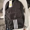 adidas Neo Striped Decorative Casual Fashion Color Block Zipper Backpack Unisex Backpack Black IB5224