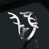 Simple Cute Deer Antler Ring with Copper Inlaid Zircon - Fashionable Personalized Couple Jewelry