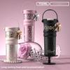 Ceramic Double Drink Coffee Cup With Handles And Straw For Office And Home Use