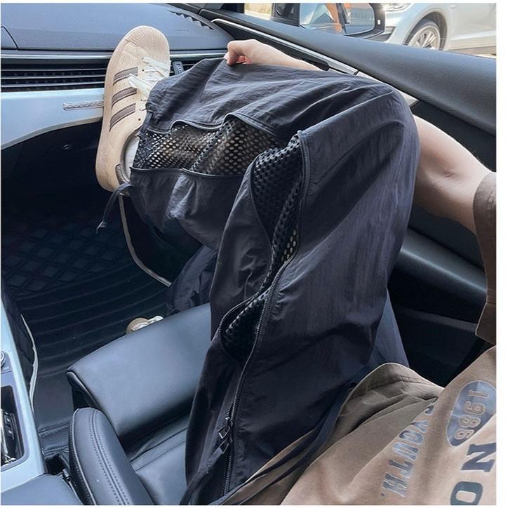 Mesh Ice Silk Quick-drying Pants Men's Summer Thin Side Zipper Overalls Outdoor Professional Hiking Pants
