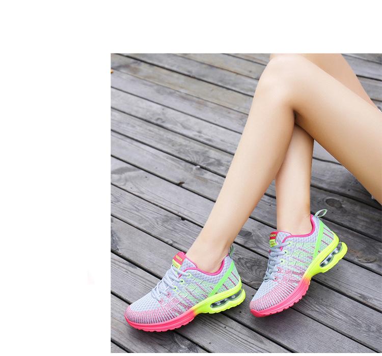 Women Spring Autumn Flyknit Court Shoes Casual Lace Up Outdoor Breathable Sports Shoes Anti Slip Height Increasing Air Cushion Running Shoe 35-42