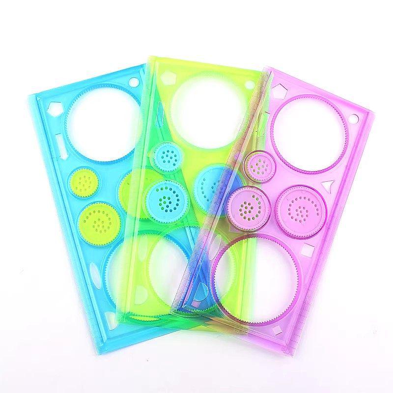 Multifunctional Kaleidoscope Ruler Set: Magic Hand-Painted, Thick Template, Straight Ruler, Protractor for Drawing and Painting