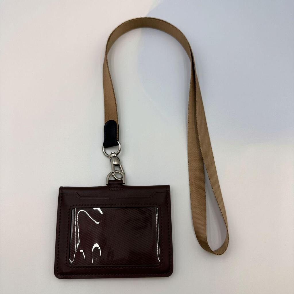Leather Work ID Badge Holder with Foldable Magnetic Closure