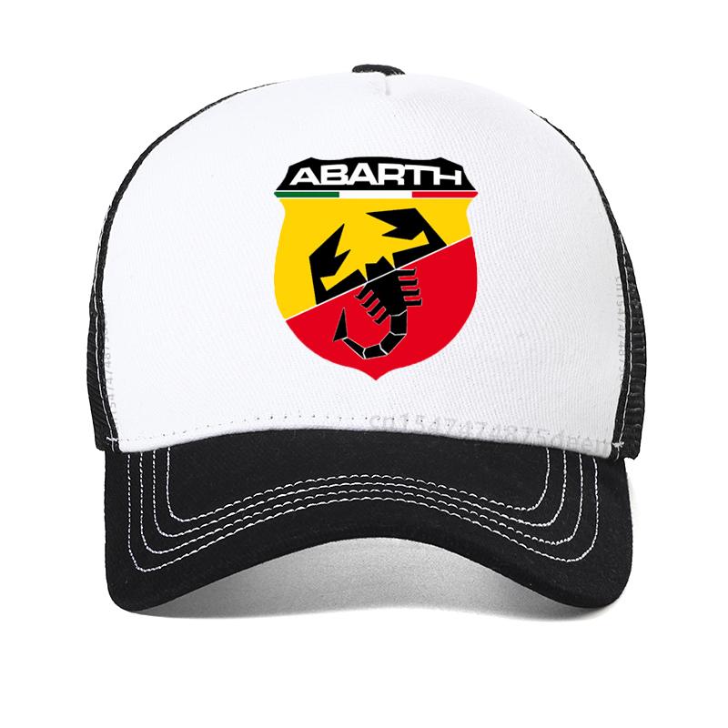 Freedom Outdoors Nieuwe Abarth Baseballpet Mode zomer Cool Abarth petten heren outdoor gaas Ademende truckerpet Casual Snapback Petten Adjustable wit