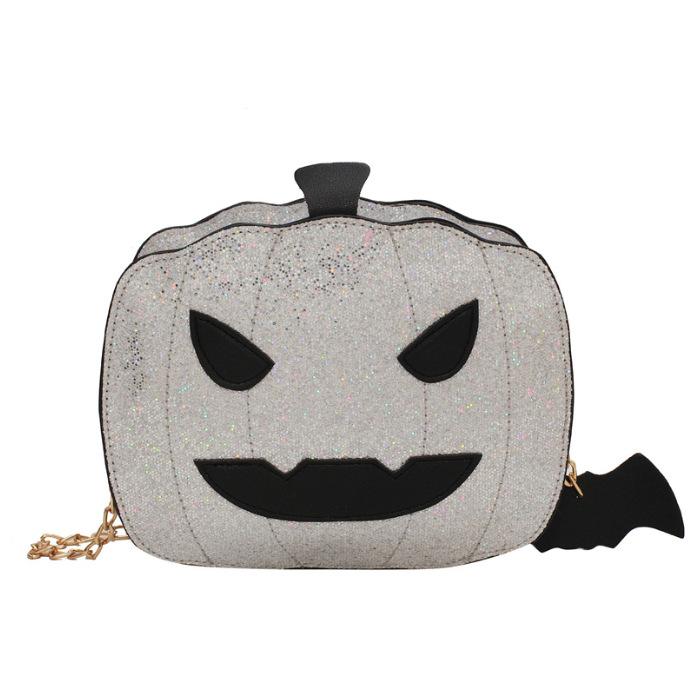 Luggage Special-shaped spoof monster pumpkin small square bag fun Halloween women's bag sequined chain messenger bag