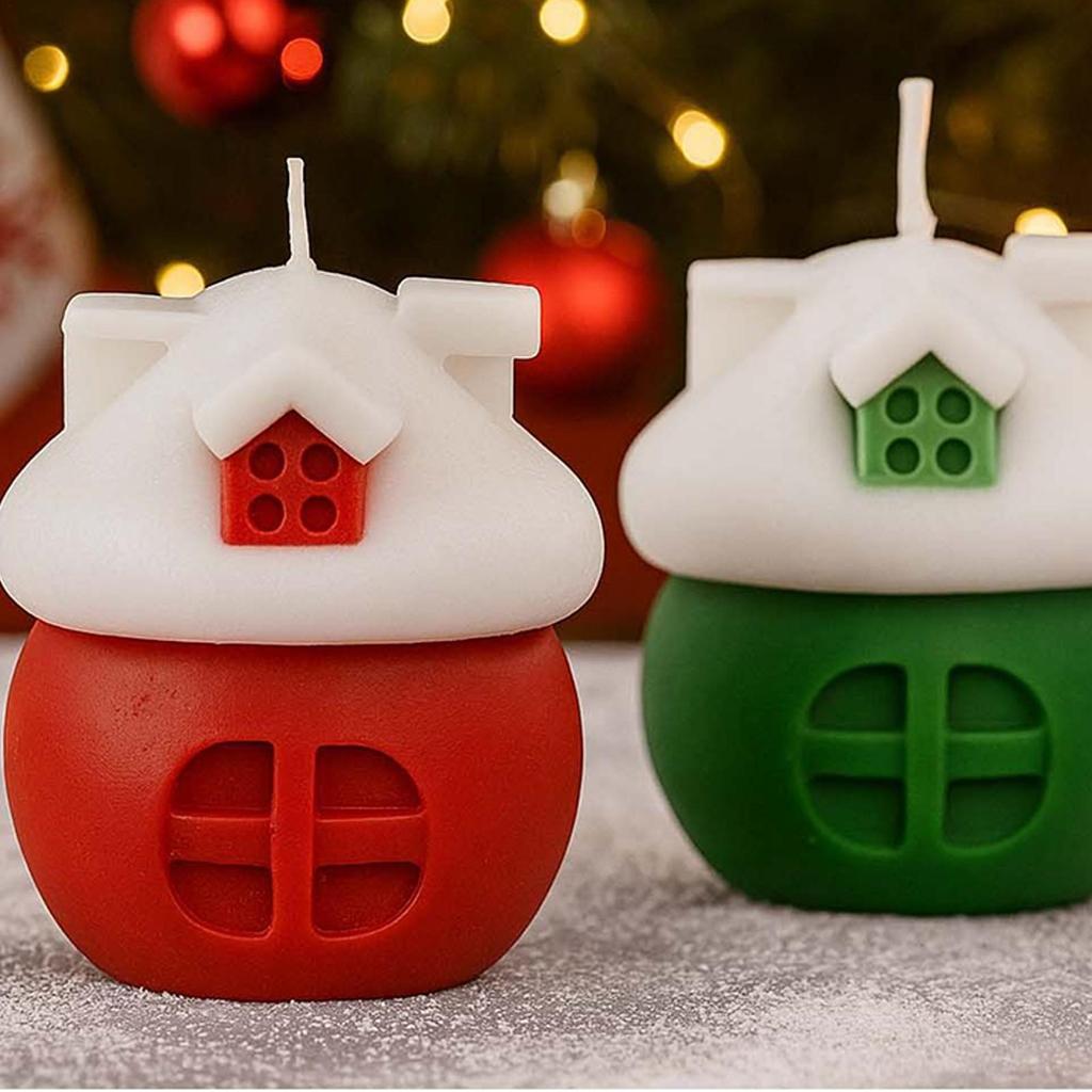 Christmas Mold Santa's Cottage Resin Casting Clay Craft House Mold Candle Making for Decorative Christmas Thanksgiving Fall