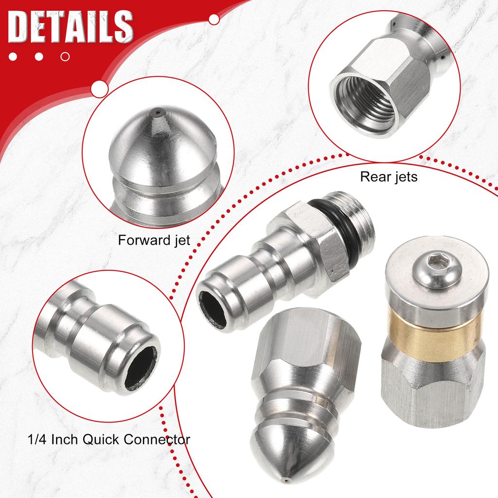 4pcs Set Robust And Durable Drain Jetting Hose Spray Nozzle Efficient Cleaning Easy To Install