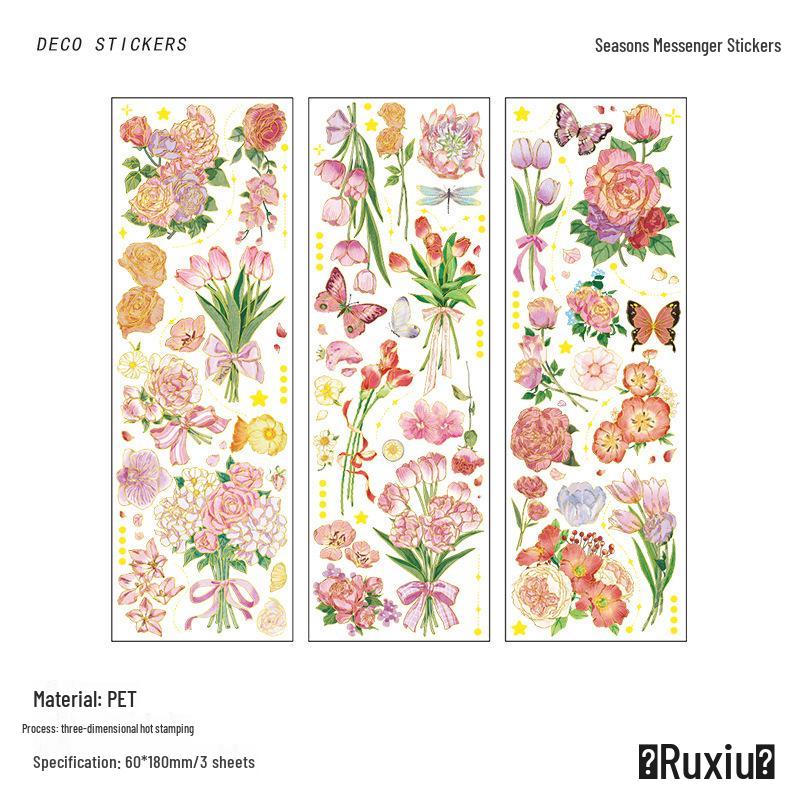 

Four Seasons Retro Plant Journal Stickers - Infeel.Me PET Hot Stamping, 4 Styles