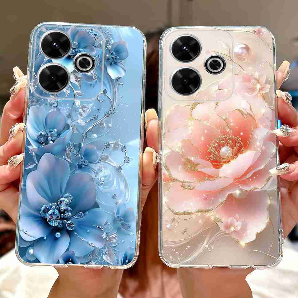 For Xiaomi Redmi 13 4G Case Fashion Girl Flower Silicone Soft TPU Shockproof Cover Coque For Redmi13 redemi13 Bumper Phone Case