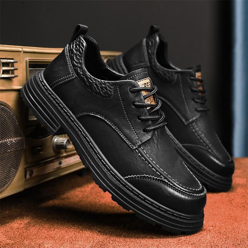 Fashion Men's Formal Social Shoes lace up Leather Round Cap Toe Oxfords Original Business Men Dress Shoes outdoor fashion footwear