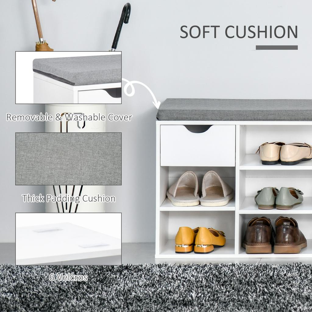 Shoe Storage Bench With Cushion White