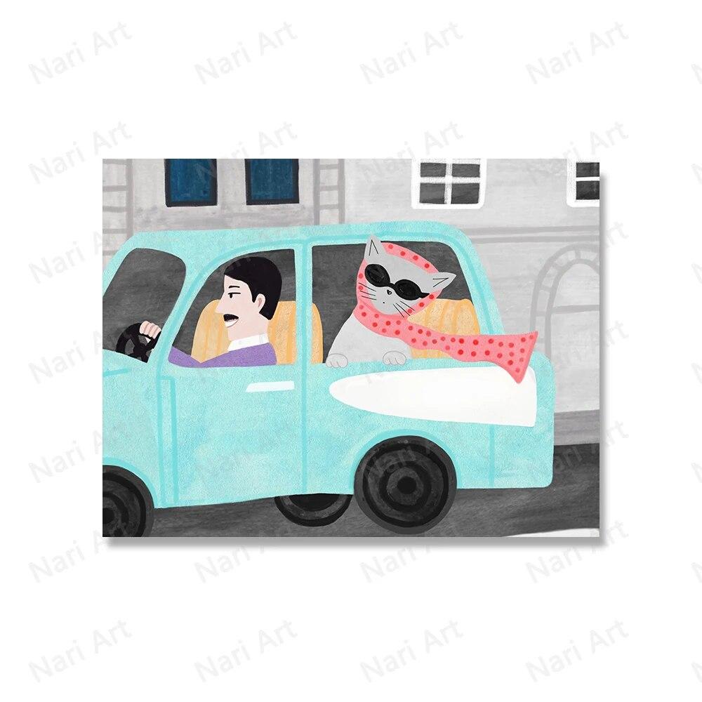 Funny Cats Posters Don't Wake French Cat Canvas Painting Cartoon Animals Wall Art Print Pictures for Living Room Home Decoration No Frame