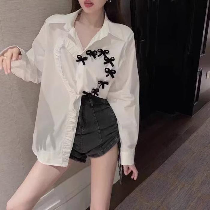 Women s French Chic White Long-Sleeve Shirt - Spring/Autumn 2026 XL белый