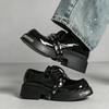Men Punk Loafers Dress Boots Elevator Shoes Black Red Round Toe Big Head Leather Shoes Thick Sole Platform Shoes Plus Size