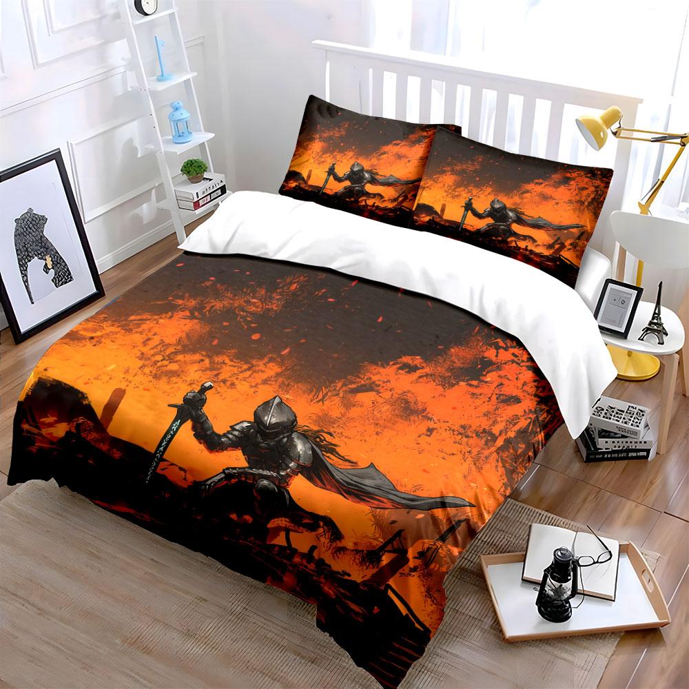 Medieval Knight Battle Decor Set Soft Comfortable Duvet Cover Bedding Set Included 1*Duvet Cover & 2*Pillowcases, Gift