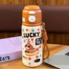 Water bottle new cartoon thermos cup stainless steel water cup cute student cup girls double drink straw cup