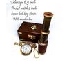 Brass Antique 6.5" Brass Telescope, | 2'' Brass Pocket Watch, | Brass Bell Key Chain