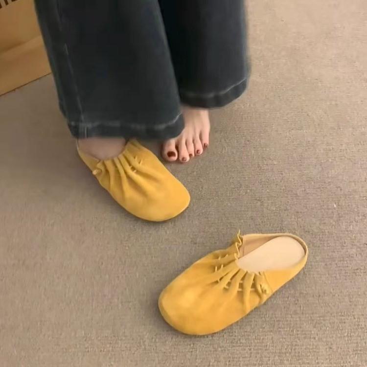 2025 Women's Summer Pleated Half Slippers: Versatile Lazy Sandals