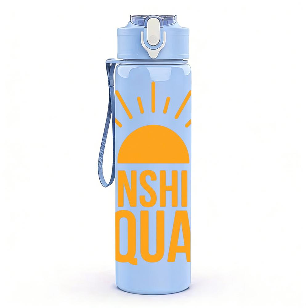 1PC Sunshine Squad Orange Text 750ml Color Plastic Sports Water Bottle Leakproof Flip Straw Lid Suitable for Sports Office Home Use