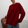 260g Pure Cotton Solid Colour Long Sleeve T-Shirt Women Loose Casual Round Neck Top