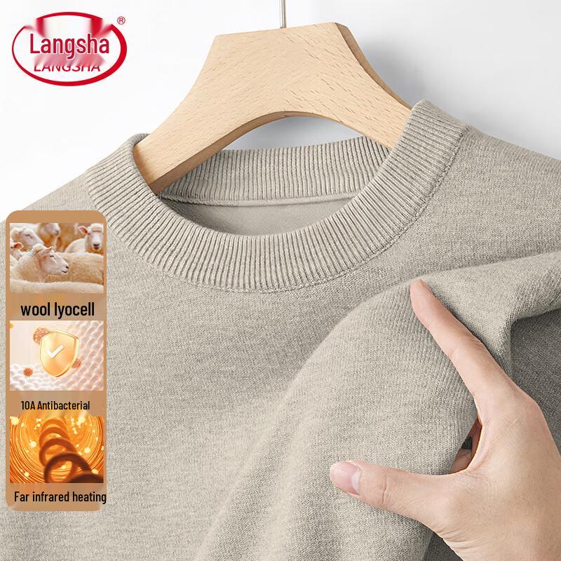 

Langsha Men s 100% Wool Round Neck Thermal Sweater XL