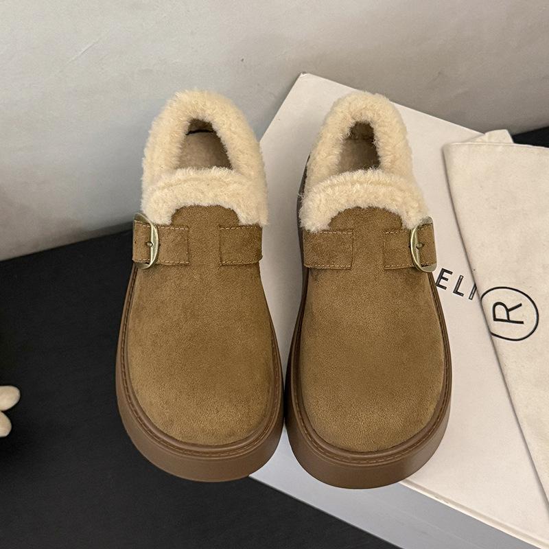 Women's Fashion Lightweight Soft Sole Winter Warm Fur One Snow Boots Padded Lined Non-slip Casual Sports Cotton Boots Fur Shoes