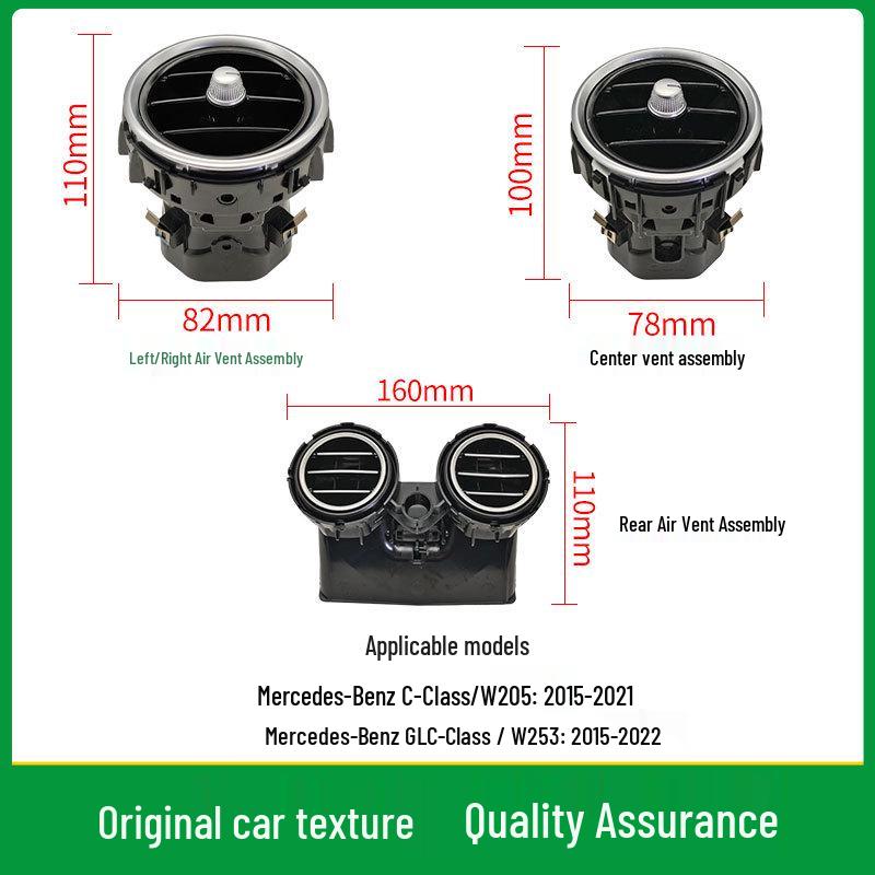 Compatible with Mercedes-Benz C-Class and GLC-Class W205 W253 Dashboard Front and Rear Air Conditioning Vent Grilles