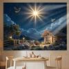 1 Polyester Background of the Nativity Scene - Starry Sky and Shepherds, Suitable for Winter Parties and Festival Decorations