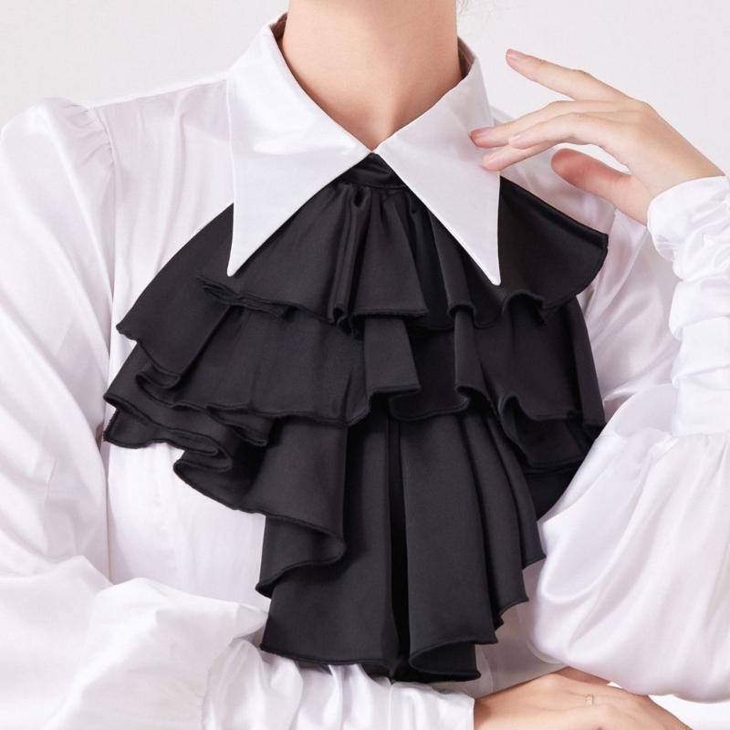 Adjustable Multi Layer Flouncing Detachable Collar For Blouses Dresses Gothic Fashion Accessory In White