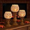 Harvest Theme Home Decorations Rustic White Pumpkin Tealight Candle Holder Set Farmhouse Halloween Tea Light Party Table Accents Holders Decor Fall