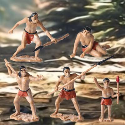 5Pcs Mini Primitive Men Model Lifelike Action Figures Scene Character for Micro