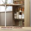 Folding dining table with cabinet, industrial design, space-saving, for small rooms, 78.5 x 91 x 93 cm, oak