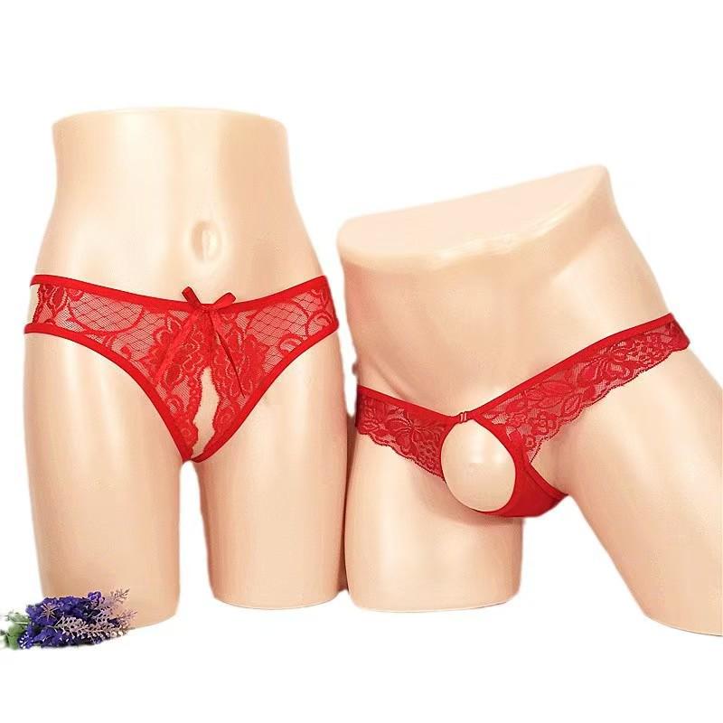 Flirty Couples Underwear - Matching Fun & Playful Designs with Open Crotch Feature.