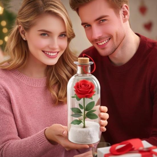 1/2/3 Bucăți Ornament Trandafir cu Voce Înregistrabilă cu Redare Dop Sticlă Transparentă Sticlă Mesaj Vocal cu Trandafir în Interior Decorațiune Festival Suvenir de Sărbătoare Cadou