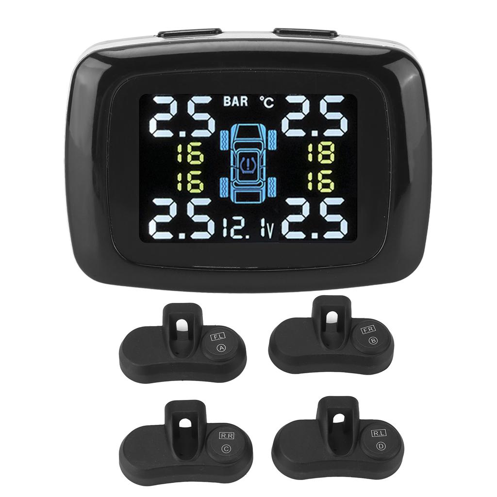 Smart TPMS Cigarette Lighter Tire Pressure Monitoring Alarm System with 4 Internal Sensors