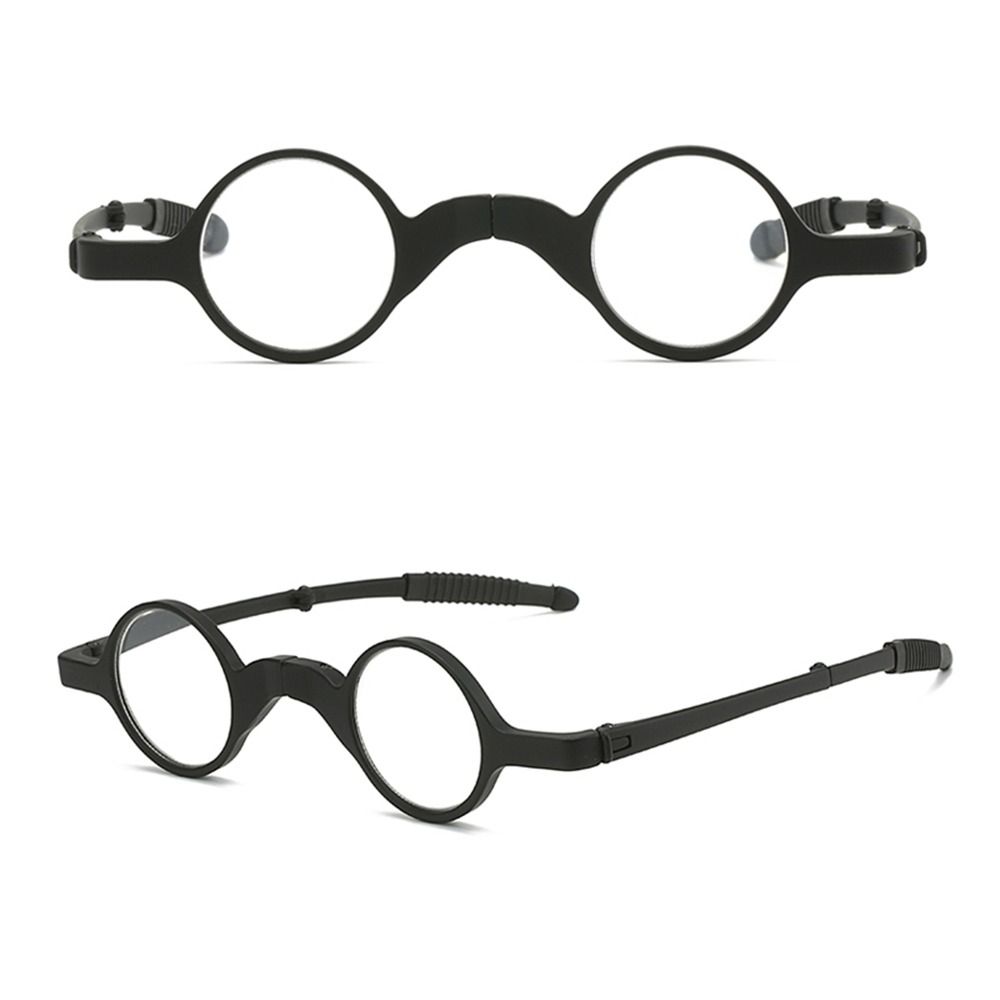 Round Lens Folding Reading Glasses with Zipper Glasses Case Spring Hinge Readers  for Women & Men