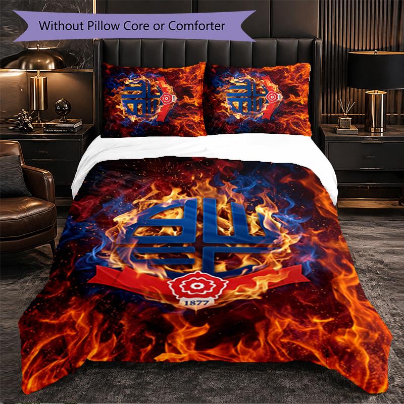 Bolton Wanderers FC Themed Bedding 3Pcs Duvet Cover Set Decorative Bed Linen For Teen Room Home Decoration