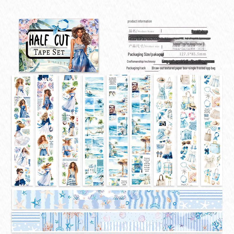 Die-cut PET Washi Tape Set: Coffee Theme, European & American Style for Journaling & Decoration