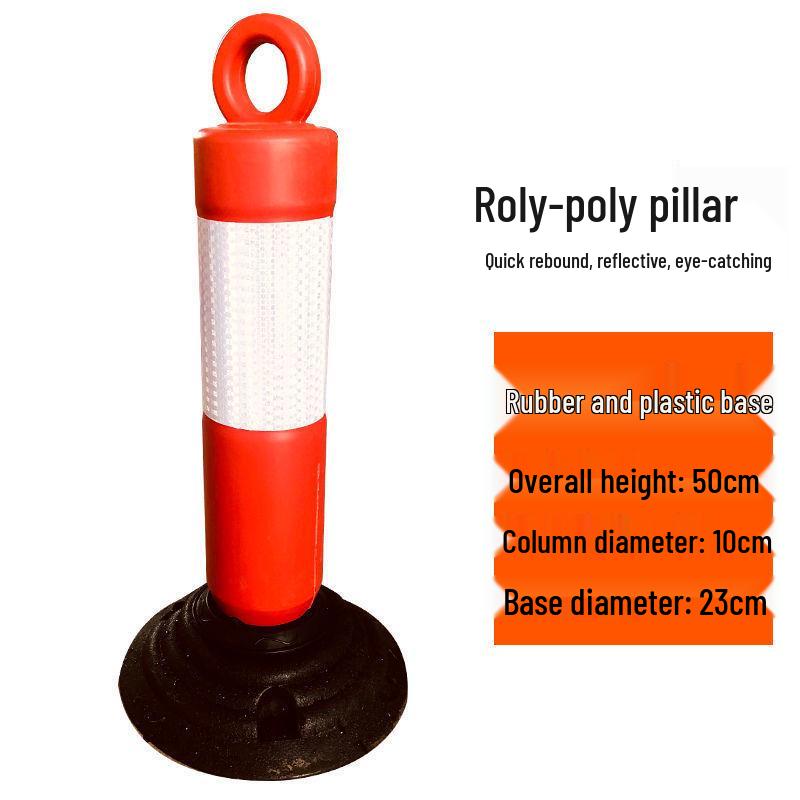 80cm Reflective Tumbler Warning Post - Removable Road Barrier Guardrail & Anti-collision Post
