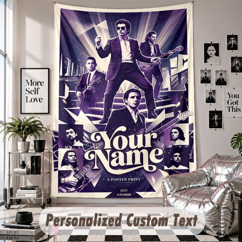 Wall Hanging Tapestry With Custom Name & Text, Arctic Monkeys Decorative Tapestry For Bedroom