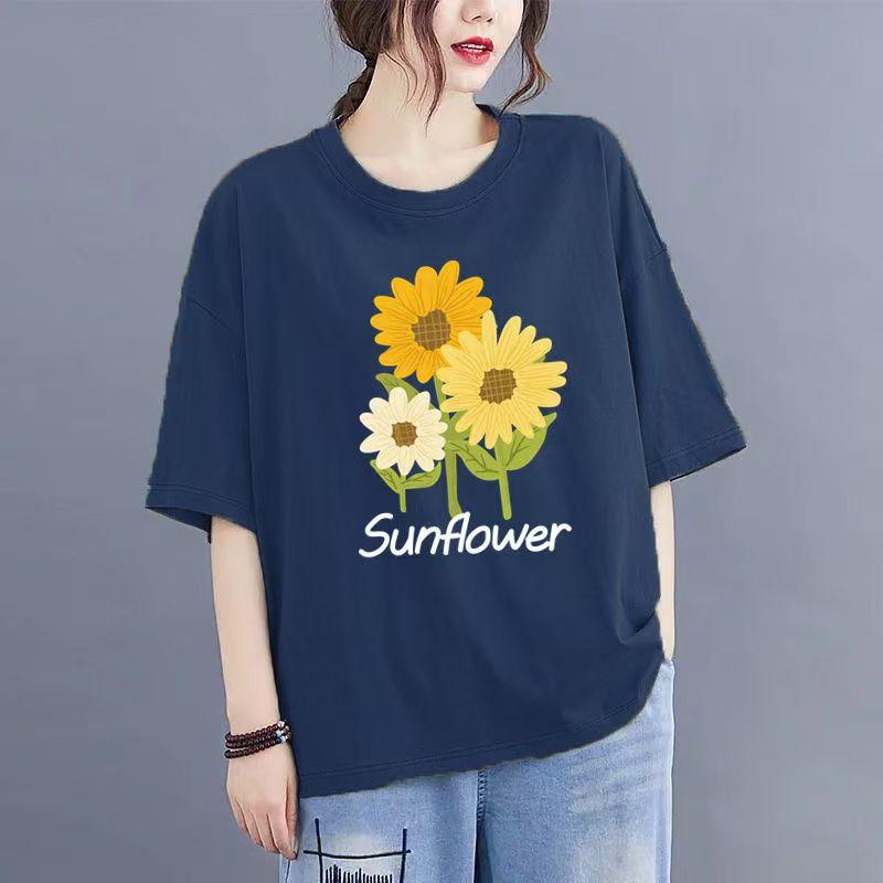 Cotton White T-shirt Women Short-sleeved Summer 2025 New Loose Short Half-sleeved Solid Color Tops
